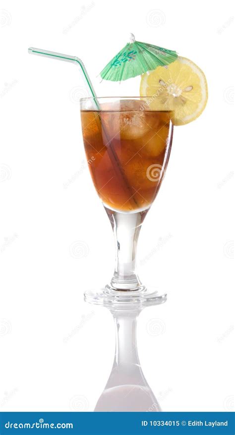 Glass Of Iced Tea With Lemon And Umbrella Stock Image Image Of Straw Wedge 10334015