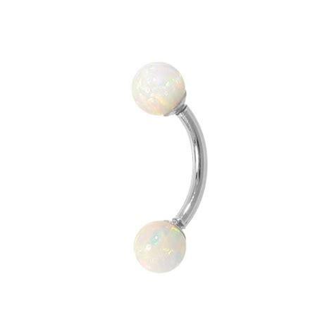 White Opal Solid 14kt White Gold Curved Barbells In 14g 18g At