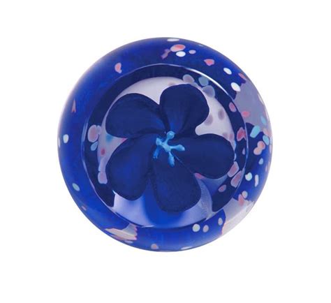 Blossom Sapphire Glass Paperweight 65mm Floral Caithness Glass