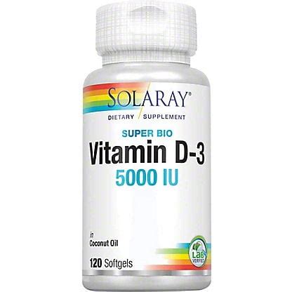 Solaray Super Bio Vitamin D3 In Coconut Oil Softgels 120 Ct Walmart