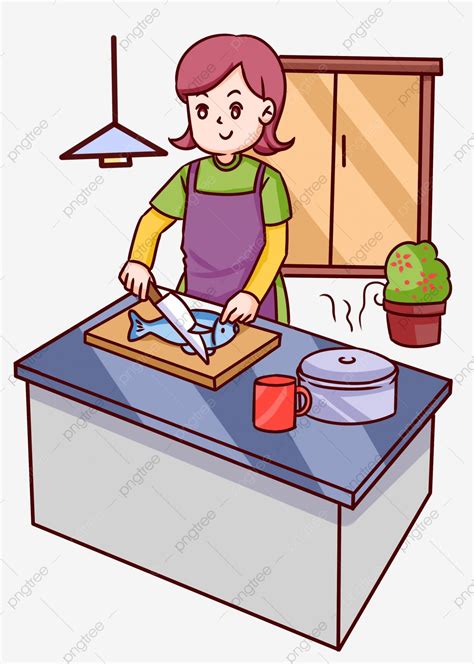 La Comida Cocinar Mujer Chef Haciendo Pescado Png Dibujos Ilustraci N