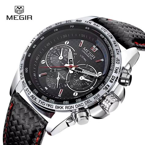 Reloj Megir Cuero Negro Plata MEG 41 Mostperu