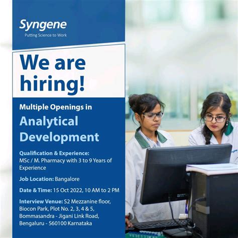 Syngene Walk In Interview For Analytical Development