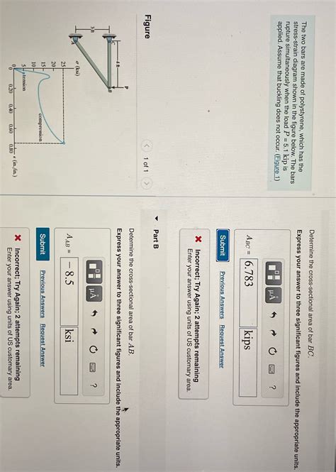 Solved Determine The Cross Sectional Area Of Bar Bc The Two Bars Are