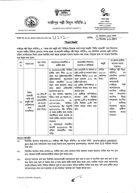 Palli Bidyut Samity Job Circular 2023