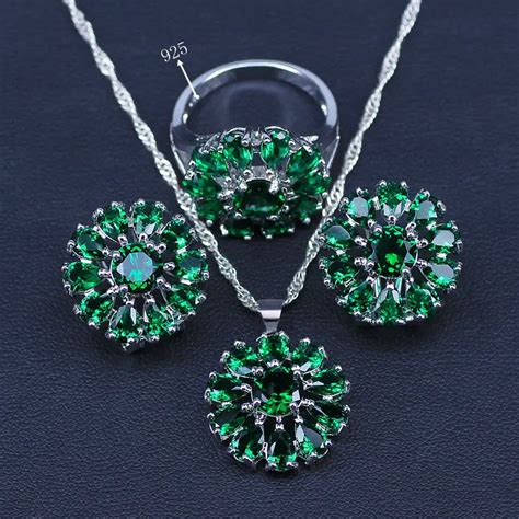 Flower Shining Bridal Jewelry Sets Aaa Cubic Zircon Stone 925 Sterling