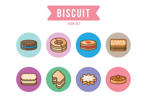 Biscuit Icon Set Vector Art At Vecteezy