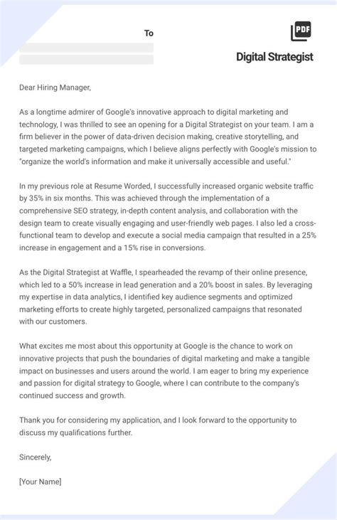 14 Digital Strategist Cover Letter Examples Plus Recruiter Insights