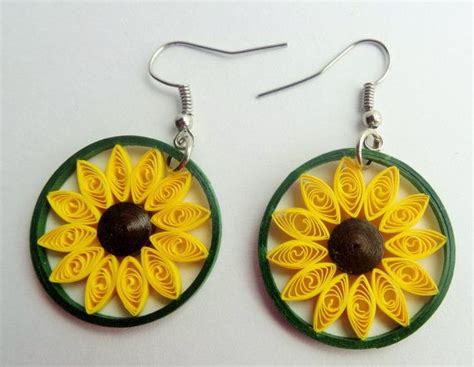 Bespoke Silver Stainless Steel Handmade Quilling Earring Sunflower