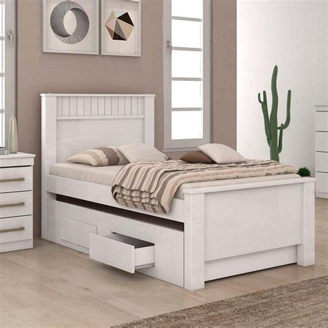 Cama Bibox Em Mdf Solteiro Athenas Lopas Branco MadeiraMadeira