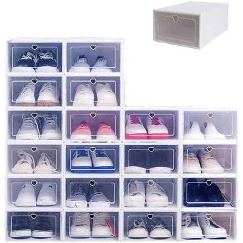 Lot De Bo Tes De Rangement Chaussures Transparentes Empilables En