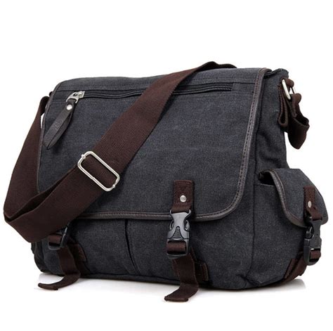 Mens Weekday Heavy Canvas Classic Messenger Bag Dark Grey Messenger Bag Shoulder Bag Men