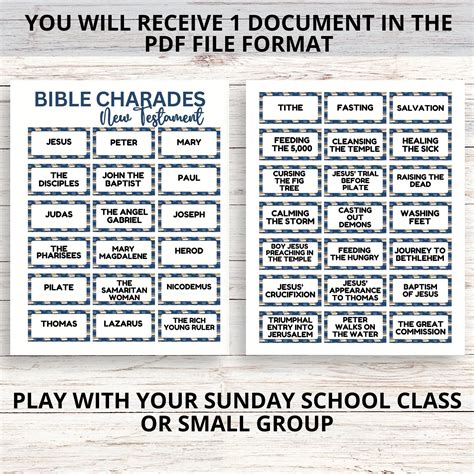 New Testament Bible Charades Game Bible Game For Kids And Adults