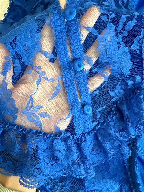 Vintage 80s Blue Lace Bodysuit Etsy