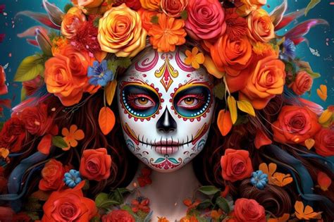 Premium Ai Image Dia De Los Muertos Poster In Traditional Mexican