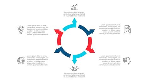 Infografía de flechas vectoriales diagrama de ciclo con 6 opciones