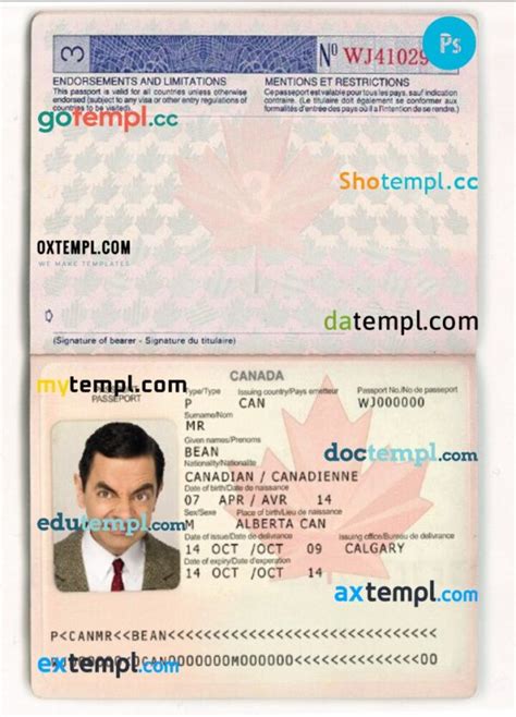 Canada Passport Template In Psd Format Fully Editable With All Fonts