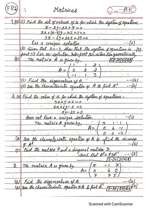 Solution Matrices Notes Exercise Studypool