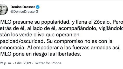 La dura crítica de Denise Dresser a AMLO Su compromiso no es la