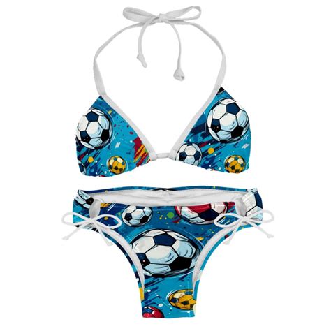 Football Detachable Sponge Adjustable Strap Bikini Set Two Pack Beach