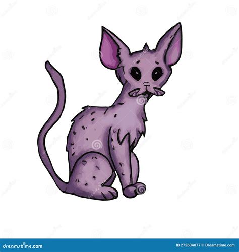 Vector Drawing Of A Purple Sphynx Cat Stock Vector Illustration Of