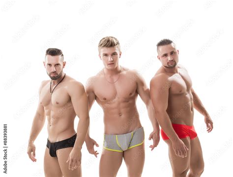 Image Of Brutal Guys Posing With Naked Torsos Stock Photo Adobe Stock