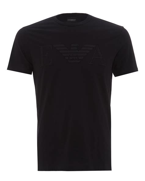 Emporio Armani Mens Tonal Eagle Logo T Shirt Black Tee