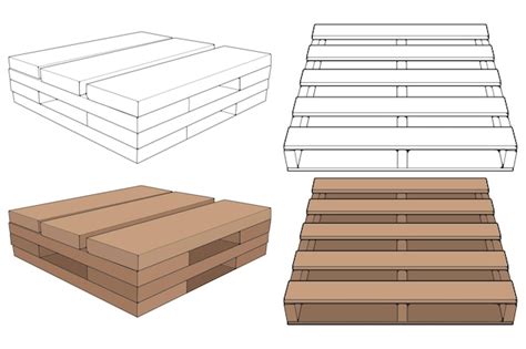 Premium Vector Set Of Wooden Pallet Vector Illustration On Black