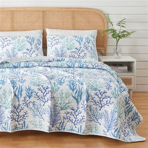 King Coastal Quilt Bedding Set Summer Coastal Quilt With Shams Beach