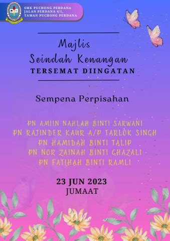 Buku Program Majlis Seindah Kenangan Tersemat Diingatan Sempena