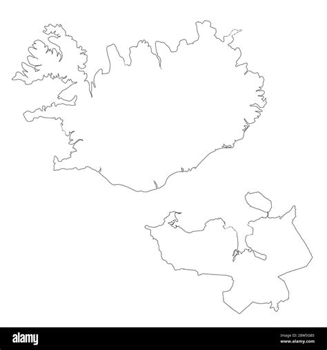 Vector Map Iceland And Reykjavik Country And Capital Isolated Vector