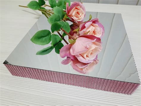 Square Cake Stand With Rhinestone Sidescake Stand Mirror Square Height 2 Inchessilver Wedding