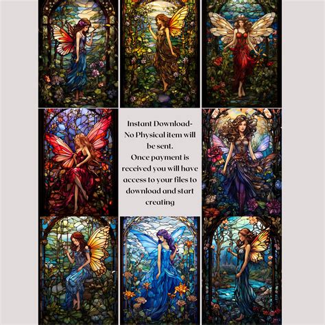 Stained Glass Fairies Clipart Digital Download Free Commercial Use Instant Download Sublimation