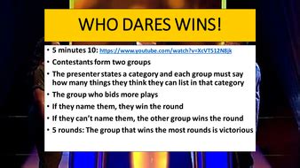 Who Dares Wins Game: Language Change | Teaching Resources