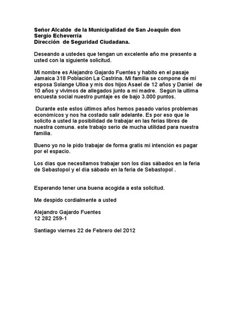 Carta Para Solicitar Espacio En La Feria Pdf