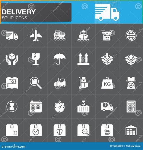 Delivery And Logistics Vector Icons Set Modern Solid Symbol Collection