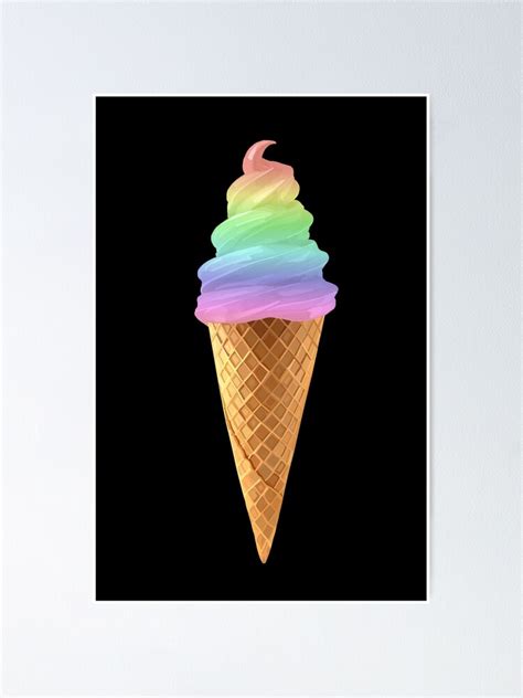 Rainbow Swirl Ice Cream Cone Poster By Deborahcamp Redbubble