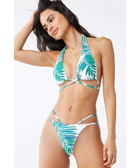 Forever Forever Leaf Print Strappy Bikini