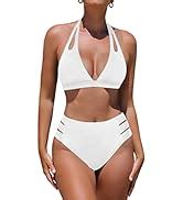 Amazon Hilinker Women S Ruched Bikini Set Criss Cross Back High