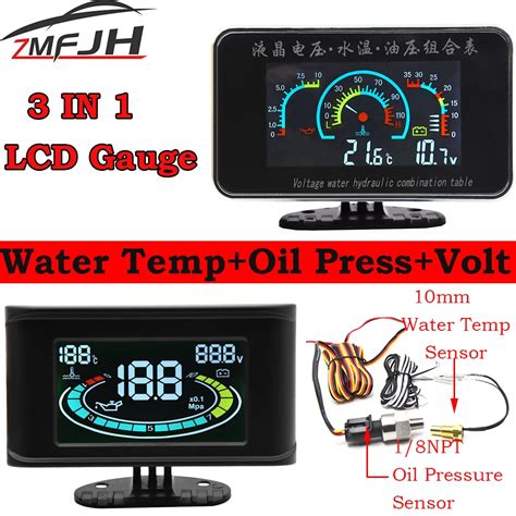 Digital LCD Car Oil Pressure Gauge Volt Metro Gua Temp Meter 1 8 NPT