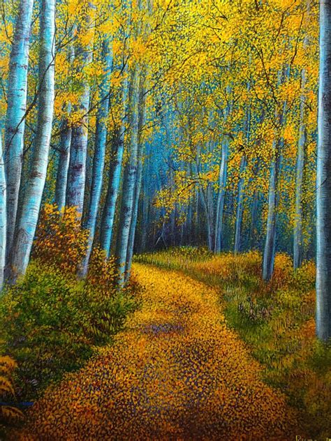 A Walk into Autumn | Acrylic on Canvas | By Runa Bandyopadhyay | Exotic ...