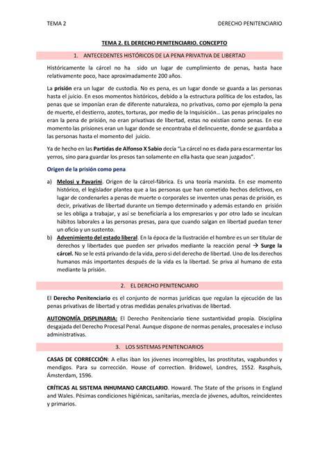 Tema Derecho Penitenciario Julio Fern Ndez Tema El Derecho