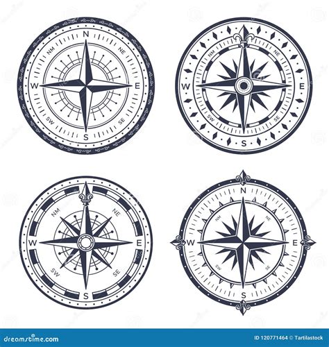 Vintage Sea Compass Retro East And West North And South Arrows