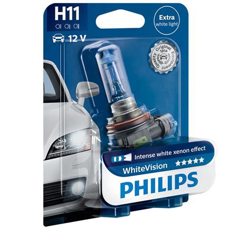 H11 Philips White Vision 12V 55W Halogen Bulb