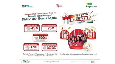 Semarakkan HUT Ke 76 RI Pegadaian Berikan Promo Cashback Hingga 45