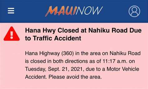 UPDATE Hāna Highway Now OPEN in Nāhiku Following Traffic Accident