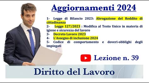 Diritto Del Lavoro Video Lezione N 39 Aggiornamenti 2024 YouTube