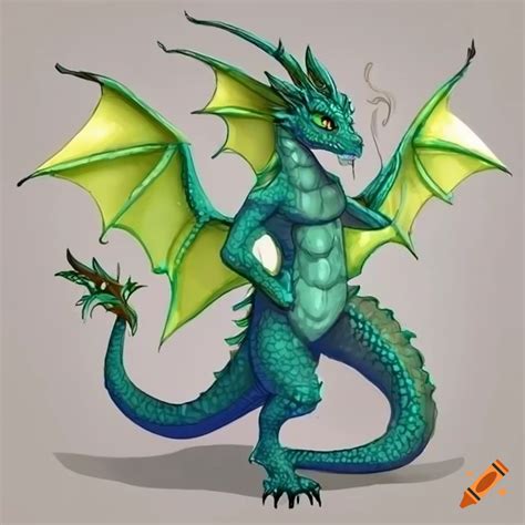 Seagreen Colored Anthro Dragon On Craiyon