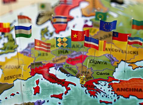 An Illustration Showing European Flags Overlaying a Map Stock Illustration - Illustration of ...