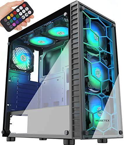 Musetex Atx Pc Case 4 Pwm Argb Fans Pre Installed Mid Tower Gaming Pc